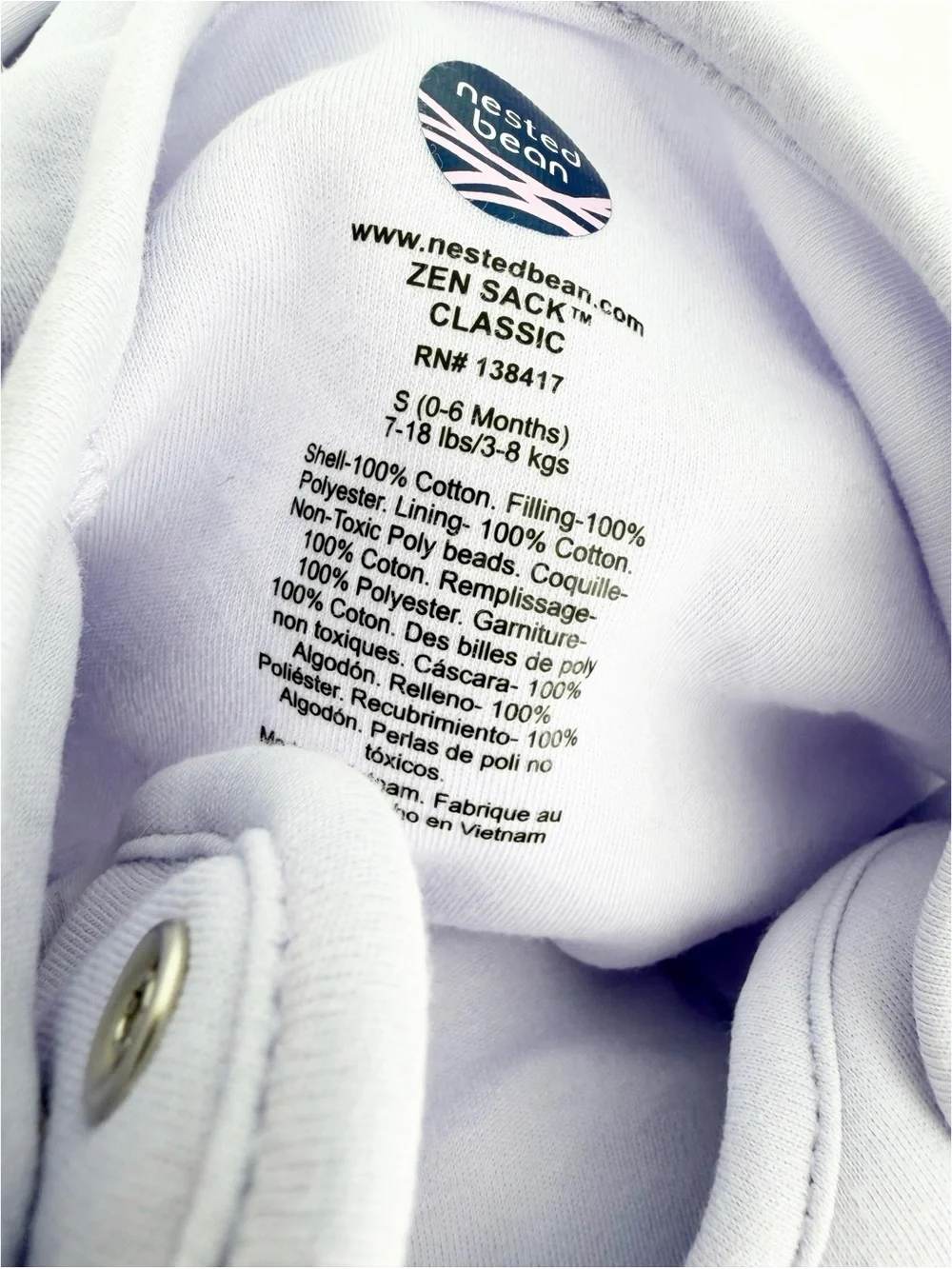 Nested Bean Classic Zen Baby Sleep Sack Color Lavender size S